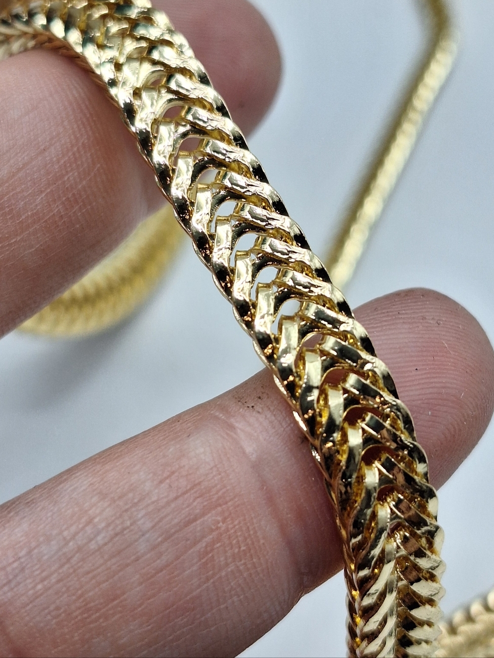 Gold Layered Chain Necklace Herringbone Chain Double Layer Chunky Gold Necklace - Picture 6 of 8